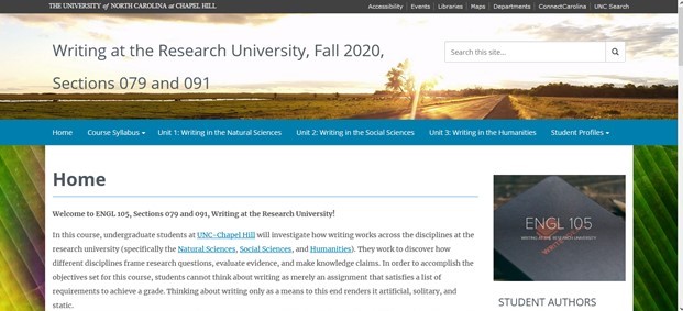 ENGL 105, Sec 079 and 091, Fall 2020, UNC-CH